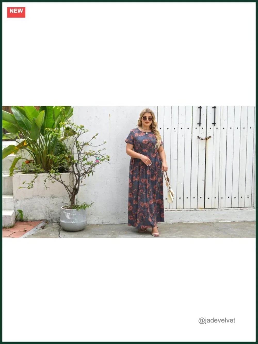 Women Plus Size Maxi Dress Loose Fit Short Sleeve Elastic Waist Pockets
